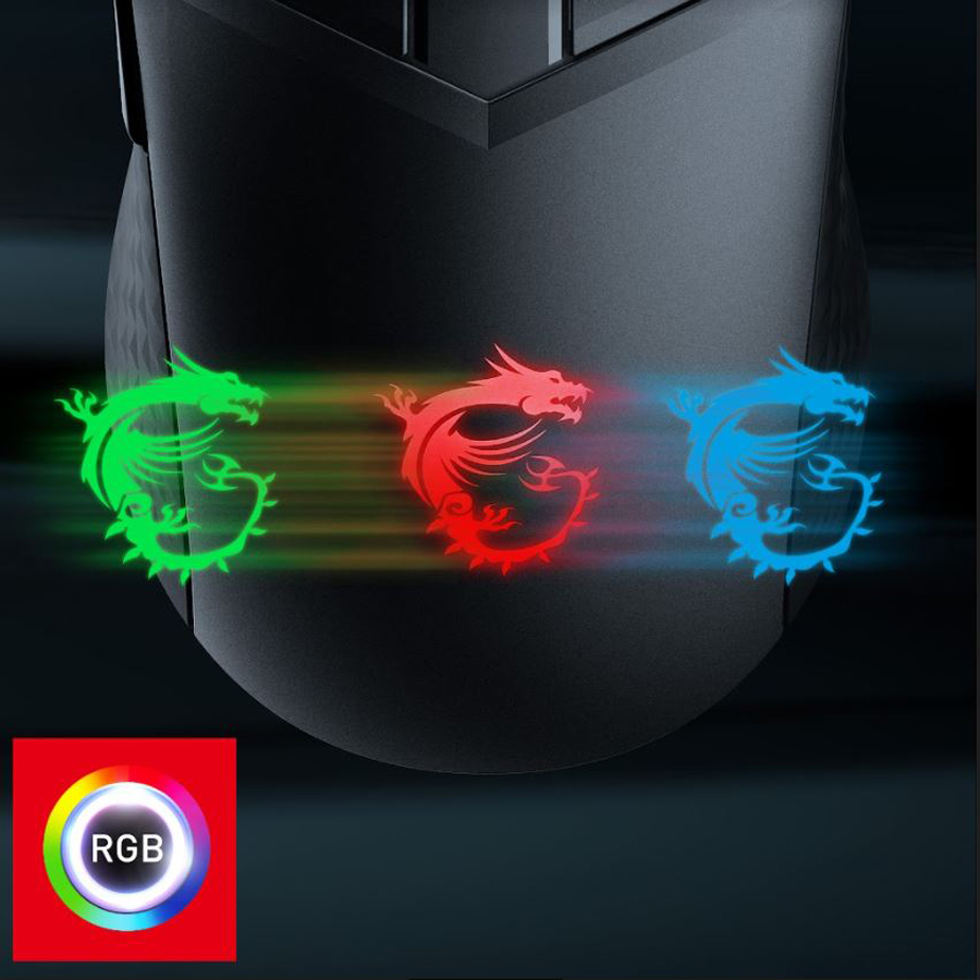 Dragon icons with one emitting green light, one red and one blue. 